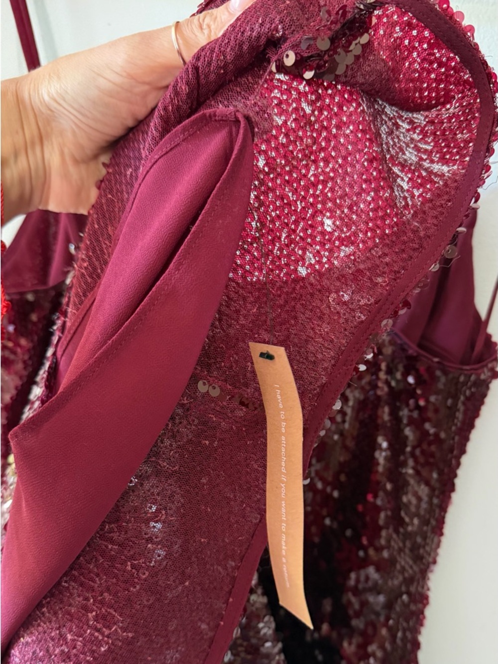 Reformation Mariska Sequin Burgundy Dress - Picture 6 of 7
